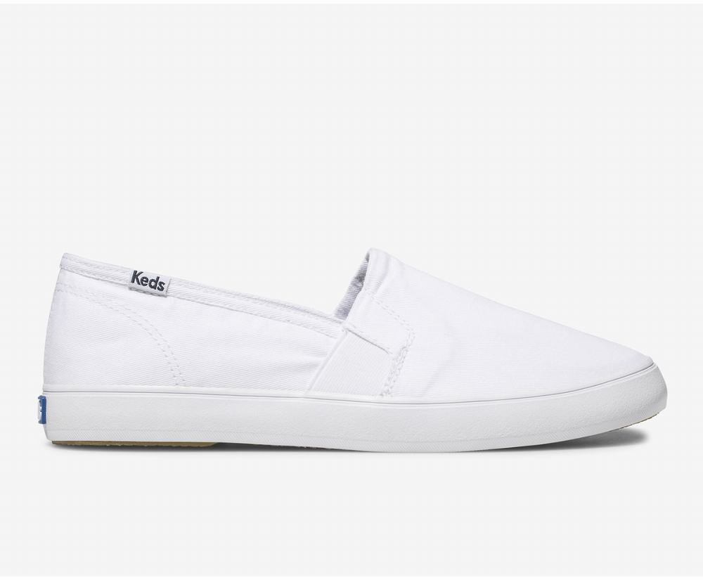 Women's Keds Clipper Washed Solids Slip Ons White 1785064ZH - South Africa